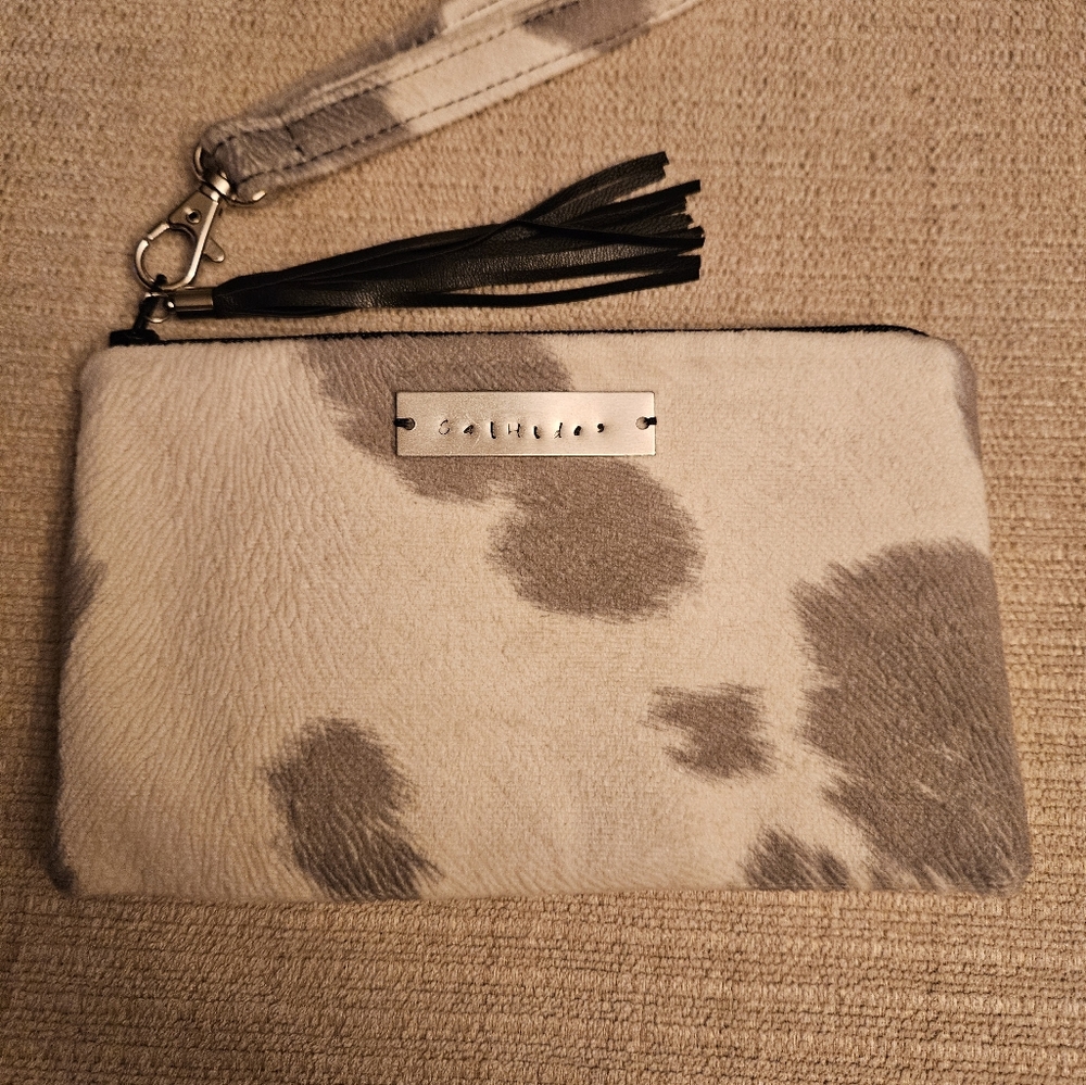 Cow hide wristlet